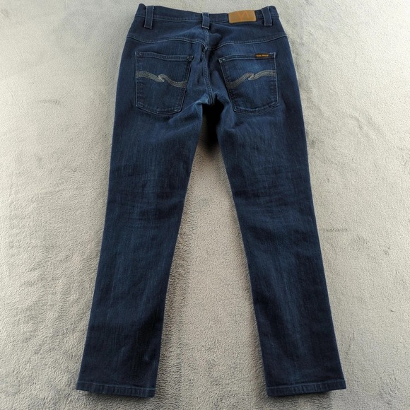 Nudie Jeans Co Jeans Mens 32x28* Dark Blue Slim Straight Organic Denim Italy - Picture 3 of 12